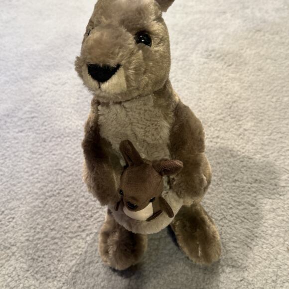 Wild Republic Kangaroo w/Joey Plush Gray Mom and Baby Stuffed Animal 13" - Picture 4 of 12